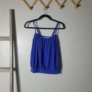 NWT AMERICAN BEACH WOMEN'S BLUE TANKINI TOP SIZE MEDIUM